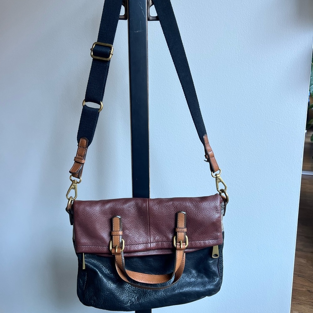 Fossil Two-Tone Leather Messenger Bag